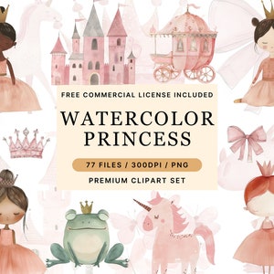 Kleine Prinzessin Clipart Aquarell Prinzessin Clipart Märchen Clipart Prinzessin and Schloss PNG Rosa Prinzessin Kutsche Ritter Schloss Clipart