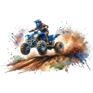 Clipart quad, images de quad, clipart aquarelle, fichiers JPG imprimables, téléchargement immédiat, usage commercial, créations en papier, moto VTT
