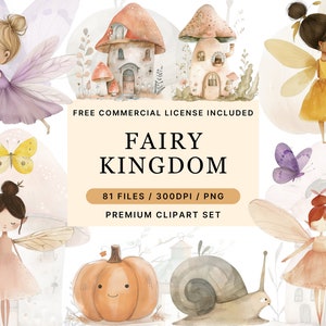 Clipart aquarelle jardin féerique - Clipart fée - chambre de bébé - Clipart fée pour enfants - Blush & rose - Clipart jardin - Licence de vente illimitée