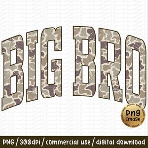 Retro Camo Big Bro PNG, Brother png, Big Bro Sublimation, Western, Camouflage, Country, Hunting png, Bottomland Camo Family png, Digital 3