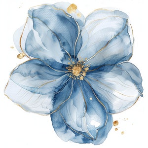 12 blauwe bloemen clipart, blauwe bloemenprint, afdrukbare aquarel clipart, hoge kwaliteit PNGs, digitale download, papier ambachtelijke, junk journal
