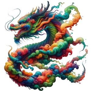 Rauch Drachen Clipart | Ätherischer Rauchdrache Clipart Bundle | 7 Hochwertige Designs | Mystische Kunst | Drucksachen | Kommerzielle Nutzung