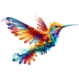 Rauch Kolibri Clipart | Ätherischer Rauch Kolibri Clipart Bundle | 10 hochwertige Designs | Mystische Kunst | Drucksachen | Kommerzielle Nutzung
