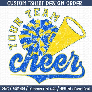 Pom-pom girl personnalisée, chemise de pom-pom girl, cône d&#39;acclamation mégaphone à pompons, Cricut, fichier numérique personnalisé, chemise Cheer Team DTF DTG png thumbnail