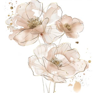 14 imágenes prediseñadas de flores boho, estampado floral boho, imágenes prediseñadas de acuarela imprimibles, PNG de alta calidad, descarga digital, artesanía de papel, diario basura