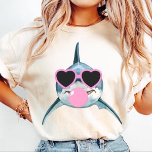 shark blowing bubble png shark PNG shark Mascot Preppy PNG Preppy Mascot PNG Pink shark Head Preppy Shirt Sublimation Design