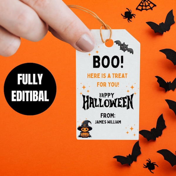 Halloween Boo Favor Tags Trick Or Treat Favor Tags, Printable Halloween Tags, Halloween Party Favor, Treat Bags, Boo Gift Tags