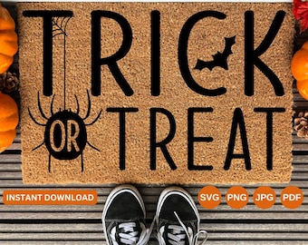 Trick or Treat Doormat SVG, Halloween Cricut Design (Digital Download)