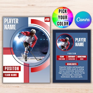 Ice Hockey Trading Card Template, Editable Player Card Canva Template, Customizable DIY Sport Cards, Printable School Team Hockey Card Gifts