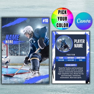 Benutzerdefinierte Eishockey-Sammelkartenvorlage, bearbeitbare Spielerkarte Canva-Vorlage, anpassbare DIY-Sportkarten, Schulteam-Hockeykartengeschenke