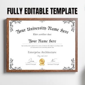 Editable University & College Diploma Template for novelty, GED, Certificate, canva editable design, graduation diploma template