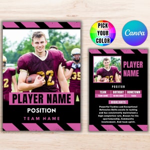 Modèle de cartes de football à collectionner, carte de sport bricolage personnalisée, carte de joueur personnalisée, modèle sur toile imprimable modifiable cadeaux d'équipe d'école