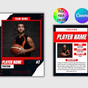 Basketball Trading Cards Template Anpassbare Basketball Player Karte Personalisierte DIY Sportkarte Schule Team Geschenke Vorlage