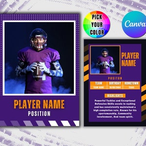 Fußball Kundenspezifische Sammelkarten-Vorlage Personalisierte DIY Sportkarte Anpassbare Spielerkarte Canva Vorlage Druckbare Schulteam-Geschenke