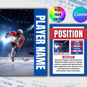 Eishockey-Sammelkartenvorlage, anpassbare DIY-Sportkarte, personalisierte Spielerkarte, druckbare bearbeitbare Schulteamgeschenkvorlage