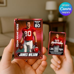 Football Trading Card Template DIY Sport Cards Printable Customizable Player Card Canva Template Personalized School Kids Team Gifts Cards