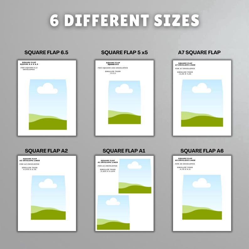 Square Flap Envelope Liner Template Bundle, DIY Printable Photo (PDF