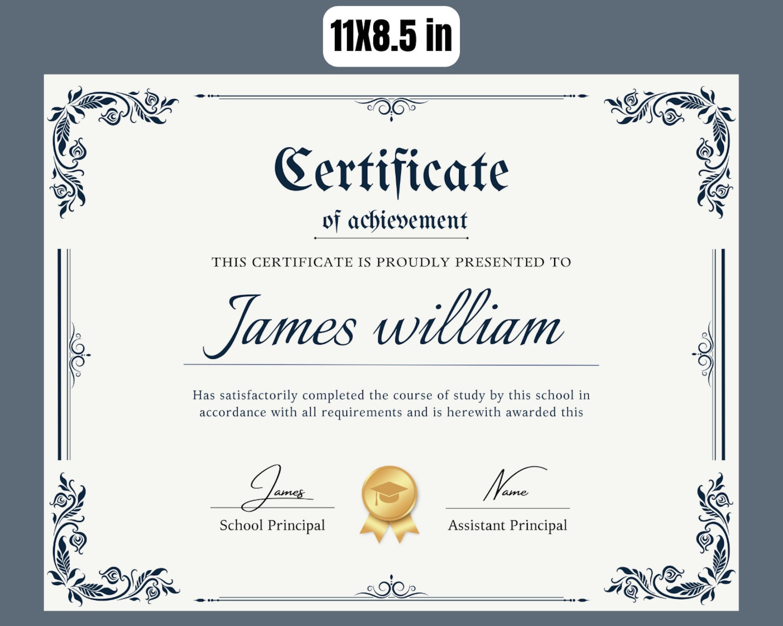 Editable School Certificate of Achievement Canva Template General