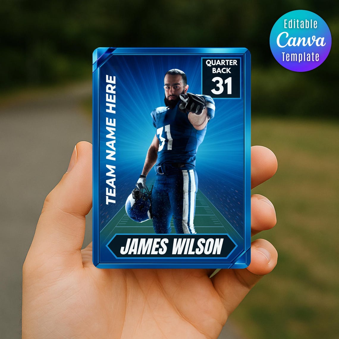DIY Football Trading Card Template, Customizable Canva Design (digital