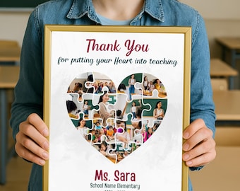 teacher photo collage gift from class appreciation end of year teacher Gift, personalized custom printable thank you teacher keepsake gift
