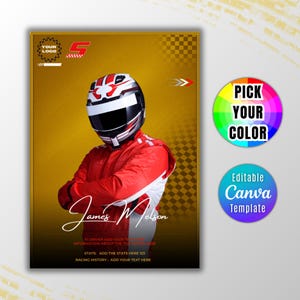Custom Racing Sammelkartenvorlage, bearbeitbare druckbare Rennkarten-Canva-Vorlage