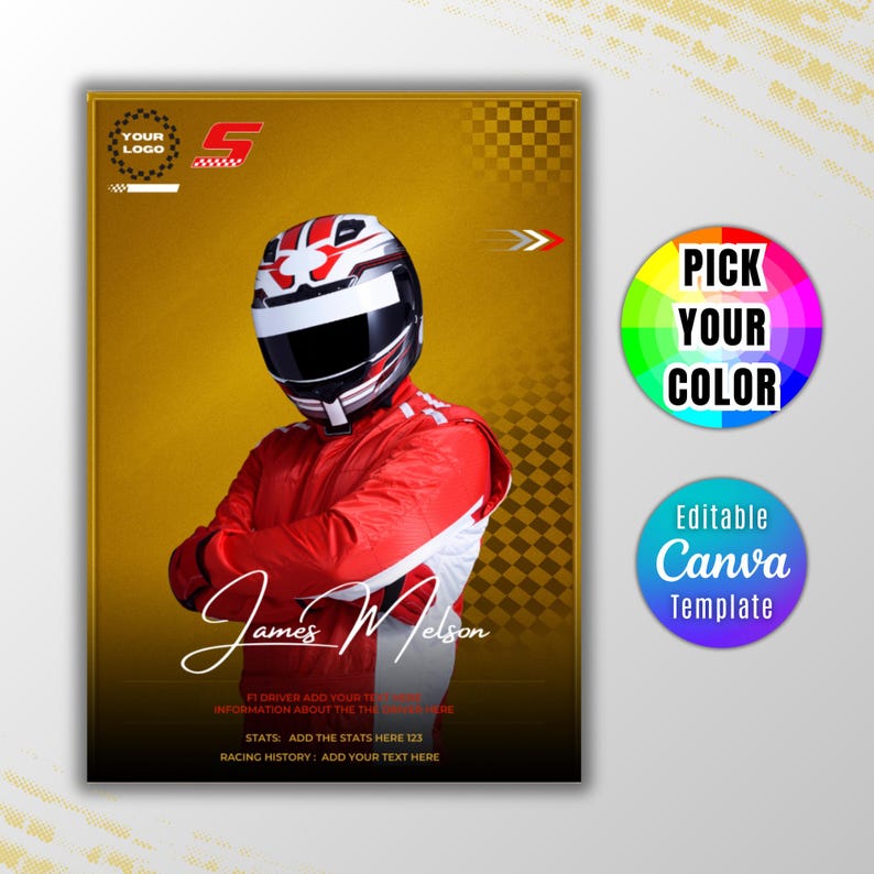 Custom Racing Card Template, Editable Printable Canva Design - Etsy