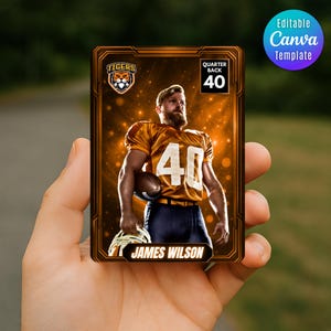 Football Trading Card Template DIY Sport Cards Printable Customizable Player Card Canva Template Personalized School Team Gifts Cards