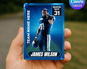 Football Trading Card Template DIY Sport Cards Printable Customizable Player Card Canva Template Personalized School Kids Team Gifts Cards