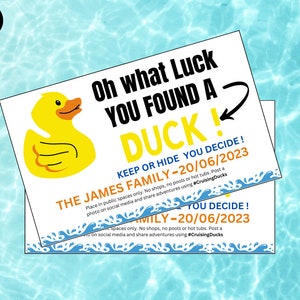 Editable Duck Cruising Ducks Tag You found a Duck template Gift for Cruiser Carnival Duck Tags Printable Cruising Duck Game Tags Cruise Ship
