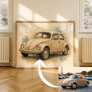 custom car portrait Gift for him car lover Personalized fathers day, Boyfriend, son gift drawing watercolor sports car portrait art print
