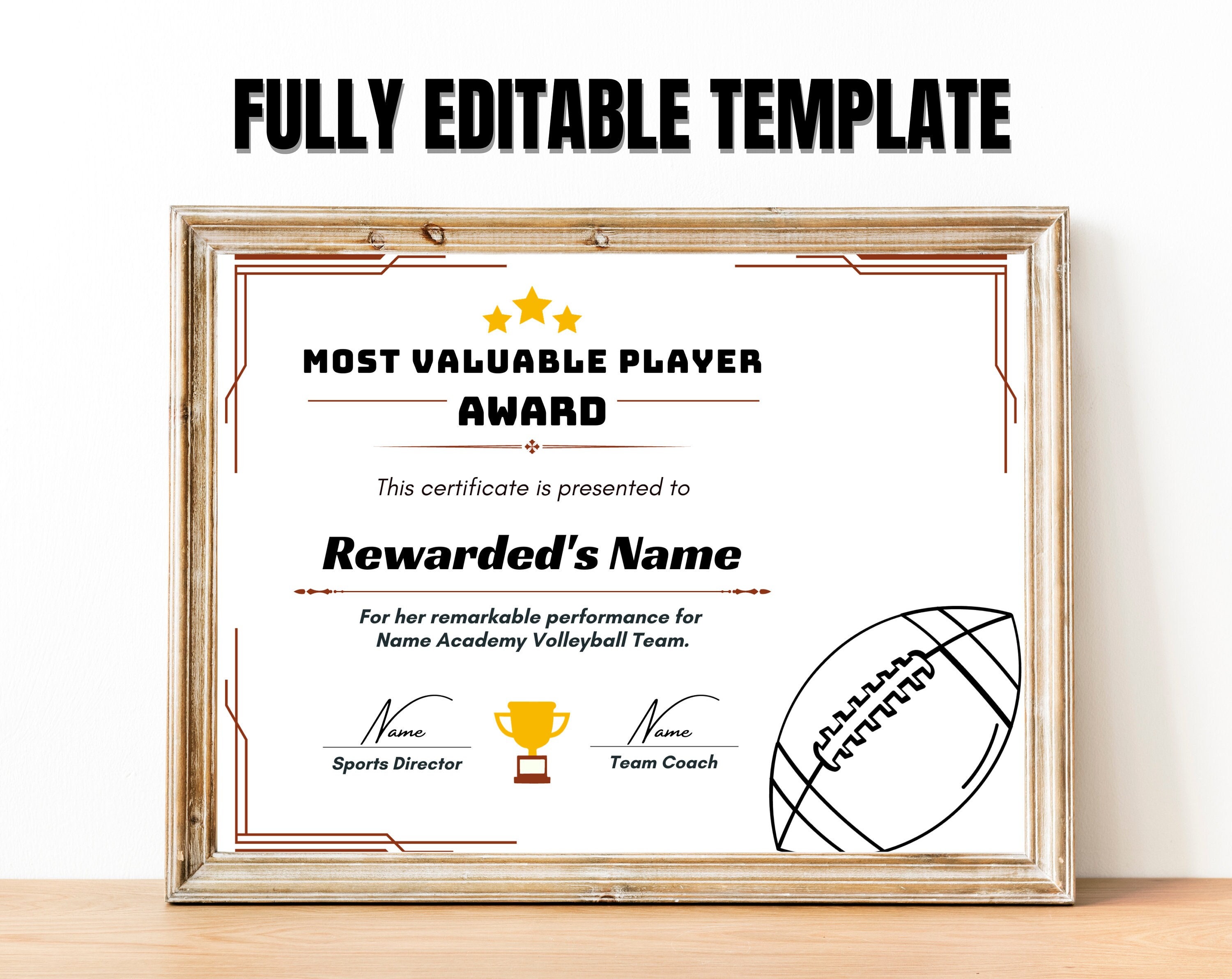 Editable Football Award Certificates Award Ceremony Certificates
