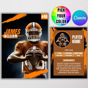 Plantilla de tarjeta coleccionable de fútbol Tarjetas deportivas DIY Tarjeta de jugador personalizable imprimible Plantilla Canva Tarjetas de regalo personalizadas del equipo escolar