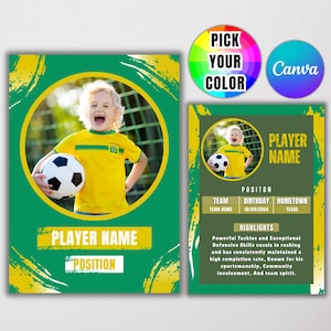 Editable Soccer Trading Cards Template Personalized DIY Sport Card Customizable Player Card Canva Template Printable School Team Gifts