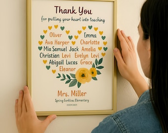 Thank you Teacher appreciation Gift from students class personalized Teacher End Of School Keepsake gift custom Printable Teacher gifts 2025