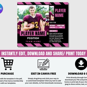 Football Trading Cards Template, Custom DIY Sports Card, Personalized ...