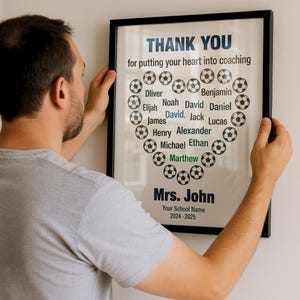 Soccer Coach appreciation thank you Gift from players team personalized Coach End Of season/Year Keepsake poster custom Printable gifts