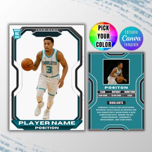 Basketball Trading Cards Template Customizable DIY Sports Card Personalized Player Card, Printable Editable School Team Gifts Canva Template