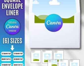 Square Flap Envelope Liner Template Bundle, DIY Printable Photo (PDF File)