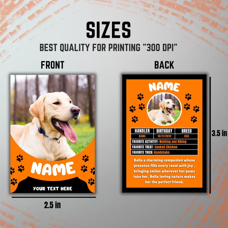 Editable Dog Trading Card Template, Custom Pet Keepsake (digital ...