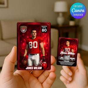 Trading Card Football Template DIY Sport Cards Printable Customizable Player Card Canva Template Personalized School Kids Team Gifts Cards