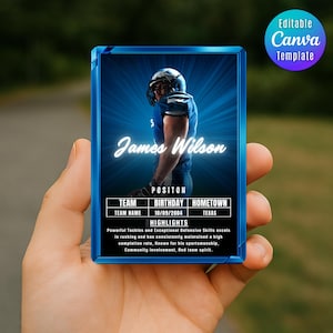 Football Trading Card Template DIY Sport Cards Printable Customizable Player Card Canva Template Personalized School Team Gifts Cards