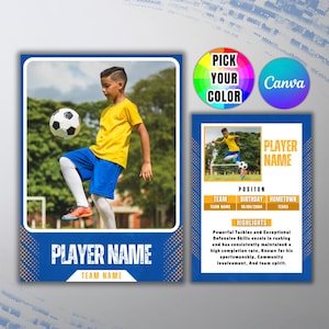 Soccer Trading Cards Template, Personalized DIY Sport Card, Customizable soccer Player Card Canva Template, Printable School Team 2025 Gifts