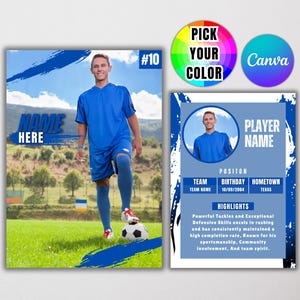 Editable Soccer Trading Cards Template Personalized DIY Sport Card Customizable Player Card Canva Template Printable School Team Gifts