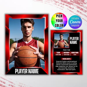 Modelo de cartões colecionáveis de basquete Cartão de jogador de basquete personalizado Cartão colecionável de esportes DIY personalizado Modelo de presentes de equipe para impressão 2025