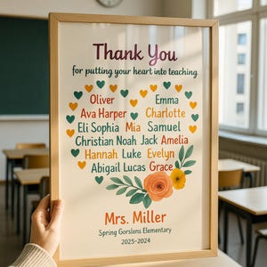 Leraar waardering bedankje cadeau van studenten klas, gepersonaliseerd leraar einde school aandenken cadeau aangepaste afdrukbare leraar cadeaus