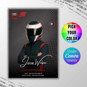 Racing Sammelkartenvorlage, benutzerdefinierte bearbeitbare druckbare Rennkarten-Canva-Vorlage, digitaler Download