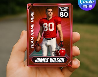 Custom Trading Card Template DIY Sport Cards Printable Customizable Player Card Canva Template Personalized football School Team Gifts Cards