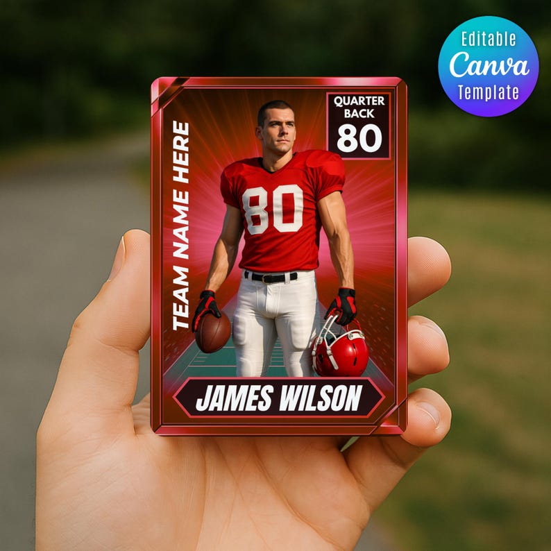Custom Trading Card Template DIY Sport Cards Printable Customizable Player Card Canva Template ...