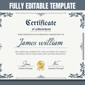 Bearbeitbares Schulzertifikat Canva Vorlage Allgemeine Bildung Homeschool Diploma Printable Abschlussdiplom Schule Download
