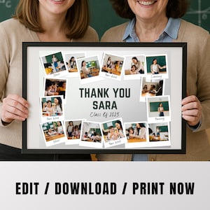 Cornice per collage fotografico regalo di apprezzamento per insegnanti personalizzato, regalo per insegnanti stampabile, ricordo di fine scuola, regalo modificabile per insegnante, regalo di ringraziamento